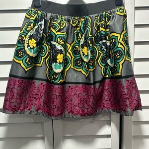 dina Gray and Yellow Floral Print Skater Skirt - size small